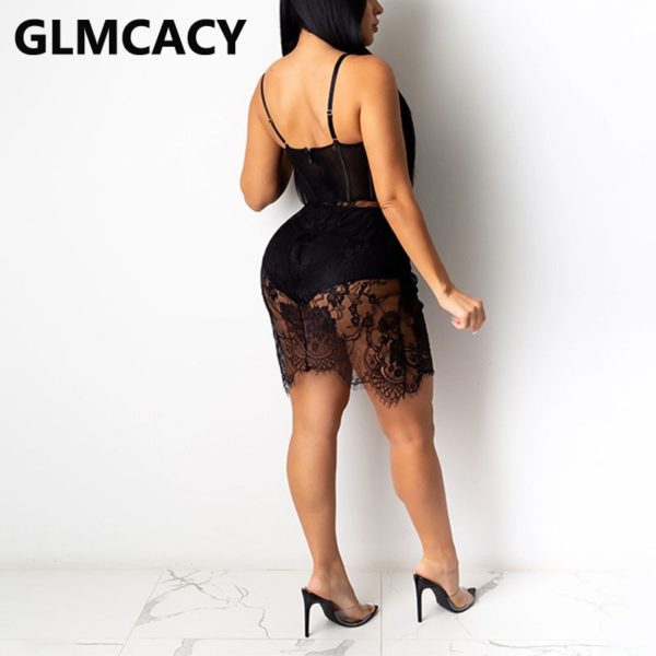 Transparentes Mesh-Kleid mit Wimpern-Spitzenmieder – Bild 2