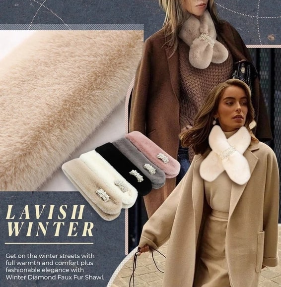 Winter-Diamant-Wickelschal aus Kunstfell – Bild 3