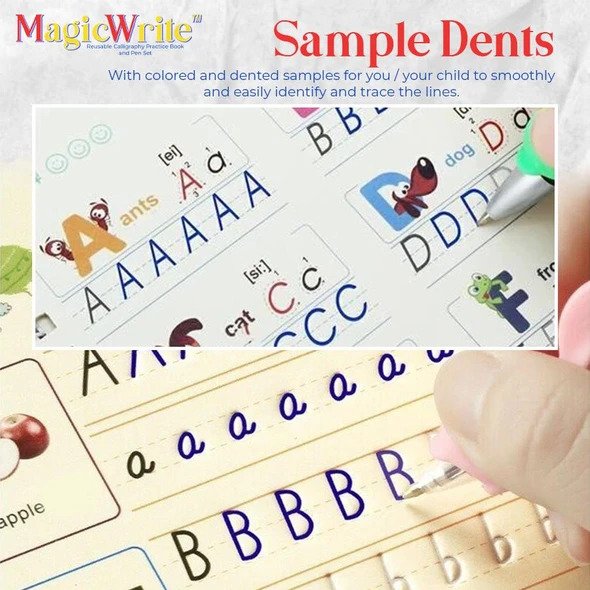 MagicWrite wiederverwendbares Kalligraphie-Übungsbuch und Stift-Set – Bild 3