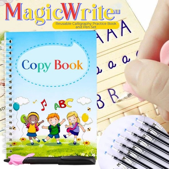 MagicWrite wiederverwendbares Kalligraphie-Übungsbuch und Stift-Set – Bild 4