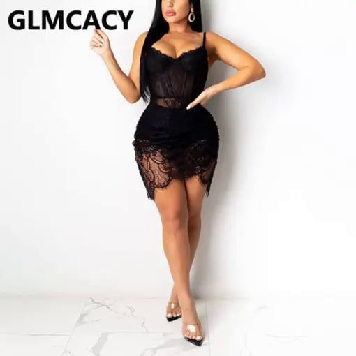 Transparentes Mesh-Kleid mit Wimpern-Spitzenmieder